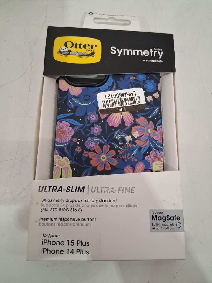 OtterBox Symmetry Series iPhone 14/15 Plus Case for magsafe - Dark Blue Floral (Model: 77-97297) image 2