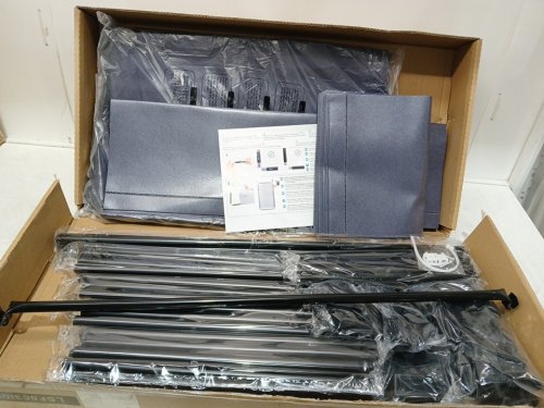SONGMICS FABRIC PORTABLE WARDROBE WITH NON-WOVEN FABRIC COVER - 12 COMPARTMENTS AND CLOTHES RAIL - 68.8" X 59" X 15.7" - NAVY BLUE (MODEL:LSF003I02) image 4