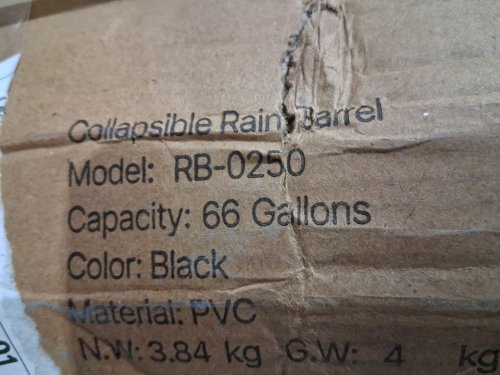 collapsible portable rain barrel - 66 gal - black/orange (model: rb-0250) image 4