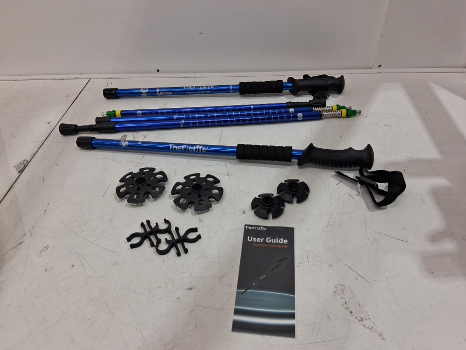 TheFitLife telescopic collapsable Ultralight Nordic Walking Trekking Poles - 26" to 51.2" - Blue (Model: poles 7075) image 3
