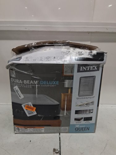 INTEX DURA-BEAM SERIES DELUXE COMFORT PLUSHFIBER-TECH INFLATABLE AIR MATTRESS WITH INTERNAL ELECTRIC PUMP - 18" - QUEEN - GREY (MODEL: AP619D/64413ED) image 2