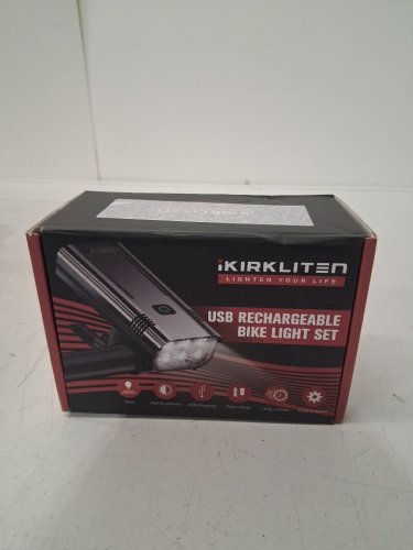 2pc ikirkliten rechargeable front & back bike light set for night riding - 3000lm - black image 2
