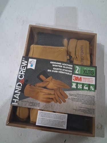 2PK unisex HANDCREW Genuine Leather Winter Gloves - extra large - brown - (style: 1904814) image 3