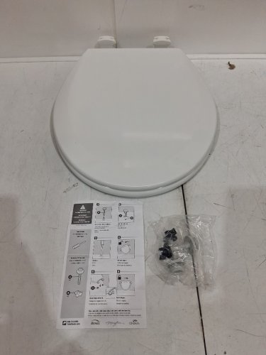 BEMIS Molded Round ENAMELED WOOD TOILET SEAT - 16.5" - COTTON WHITE (MODEL: 500EC000) image 3