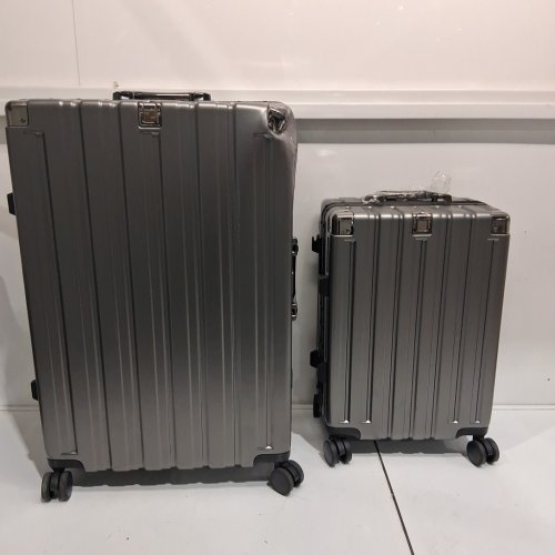 2PC KRUTE ZIPPERLESS CHECKED ALUMINUM FRAME PC HARDSHELL LUGGAGE SUITCASE SET WITH USB PORT & TSA LOCK - 20"/28" - SILVER (MODEL:KT8888-U/KT8888-PC) image 3