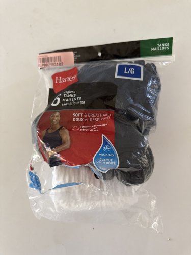 4PK MEN'S HANES SOFT AND BREATHABLE TAGLESS T-SHIRT - LARGE - BLACK/WHITE/NAVY image 2