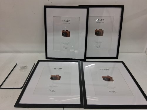 4PK LivingTaste Solid Wooden Picture Frame Set - 16" x 20" / Matted to 11" x 14" - Black image 3