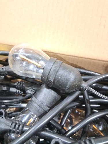 feit electric weatherproof led 24-light string lights with 2 spare lightbulbs - 48ft - black (model: 1603293) image 5