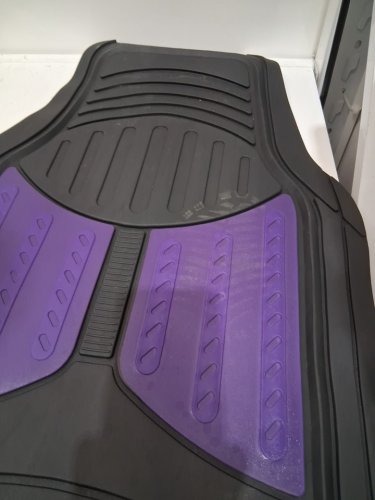 FH GROUP UNIVERSAL RUBBER FLOOR MAT SET, TIME TO FIT - BLACK/PURPLE (MODEL: F11313) image 4