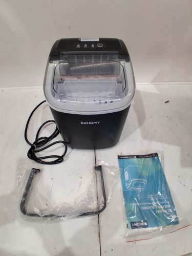 EUHOMY Countertop Ice Maker Machine with Handle, Basket and Scoop - MAKES 26LB/Day - BLACK (MODEL: im-06d/IM001-Bbl-CAEH) image 3