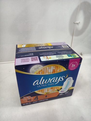 76pk Always Ultra Thin Overnight Pads Unscented with Wings image 2