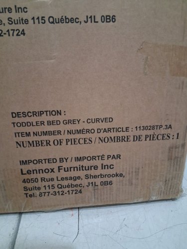 Lennox Furniture Toddler Bed Florence - 53" x 29.7" x 24.6" - Grey (model:113028TP.3A) image 3
