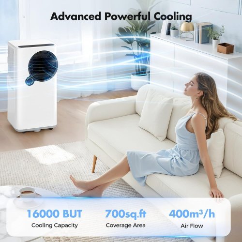 Portable Air Conditioner With App Control - 27.5" - 16,000BTU - 750Sq.FT - White image 2
