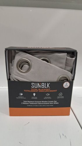 (2 PANEL) SUN+BLK Total Blackout Curtains with grommets  - 52" x 84" - light grey (model: 4595115) image 2