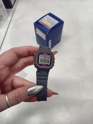 WOMEN'S CASIO DIGITAL WATCH WITH STOPWATCH, ALARM & RESIN STRAP - GREY/PINK - (MODEL: LA-20WH-8ACF) image 4