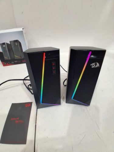 REDRAGON ANVIL RGB DESKTOP 2.0 CHANNEL STEREO SPEAKERS WITH 6 LED MODES - USB POWERED WITH 3.5MM CABLE - BLACK (MODEL: GS520) image 3
