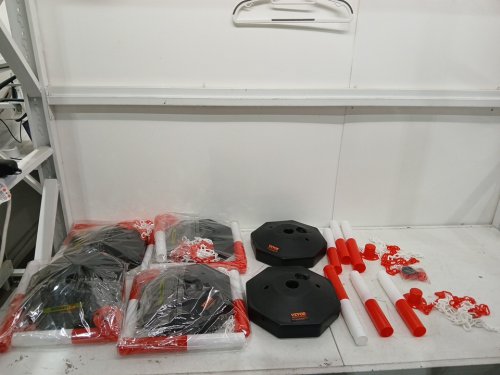 6pk traffic posts - 33.9" x 11.2" posts - (6) 6ft chain - red/white (model: cc-f03-n-rw-6pcs-2m) image 3