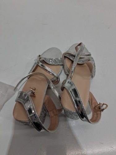 Women's Block Heel Dressy Sandals with Adjustable Ankle Strap-8.5-silver image 3