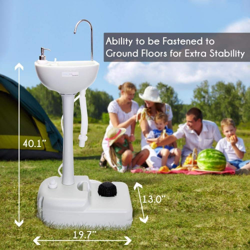 SereneLife Portable Camping Sink with Towel Holder & Soap Dispenser - 19L - White/grey (MODEL:  SLCASN18) image 3