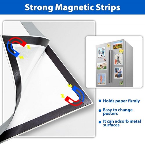 20PK Vaiigo Self Adhesive Magnetic Sign Holder Display Frame - 11" x 17" - Silver image 3