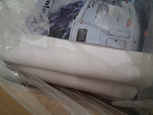 xenjum rv heavy duty awning replacement fabric - 9ft 2" x 8ft 2"  - blue/white image 3