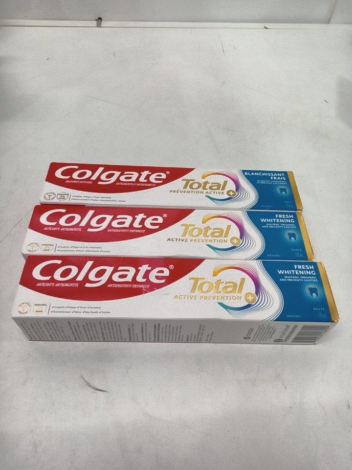 3PK colgate total active prevention toothpaste - FRESH WHITENING - 170ML/EACH image 2