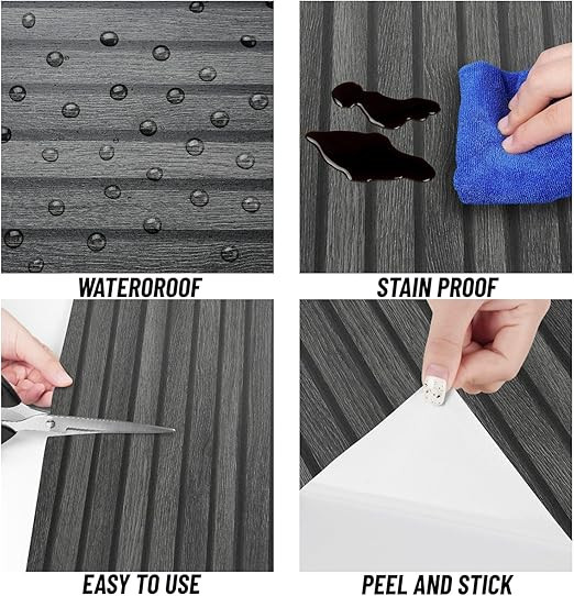 Decotalk multi-purpose adhesive contact paper - 24" x 5M - Black Slat Wood (Model: FVGP) image 3