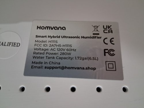 HOMVANA ULTRASONIC WARM & COOL MIST HYYBRID SMART HUMIDIFIER WITH WIFI APP CONNECTION & AROMA TRAY - 6.5L / 861 SQ.FT. COVERAGE - WHITE/BLACK (MODEL: H111S) image 10