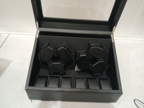 PU Leather Automatic Watch Winder With Foam Pads - Fits 12 Watches - Black Crocodile (MODEL:skw187) image 4