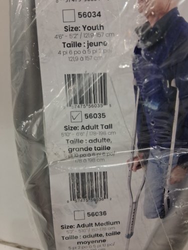 Adult bios adjustable aluminum crutches - Large for 5'10" - 6'6" - grey (model: 56035) image 4