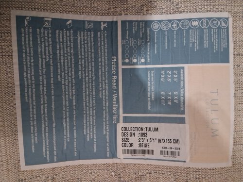 tulum collection area runner rug/carpet - 2ft 3" x 5ft 1" - beige (model:2573) image 4