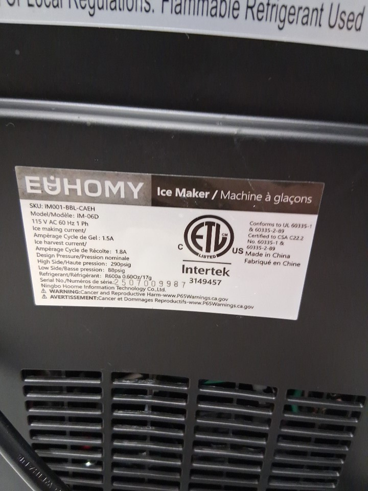 EUHOMY Countertop Ice Maker Machine - MAKES 26LB/Day - BLACK (MODEL: im-06d/IM001-Bbl-CAEH) image 5