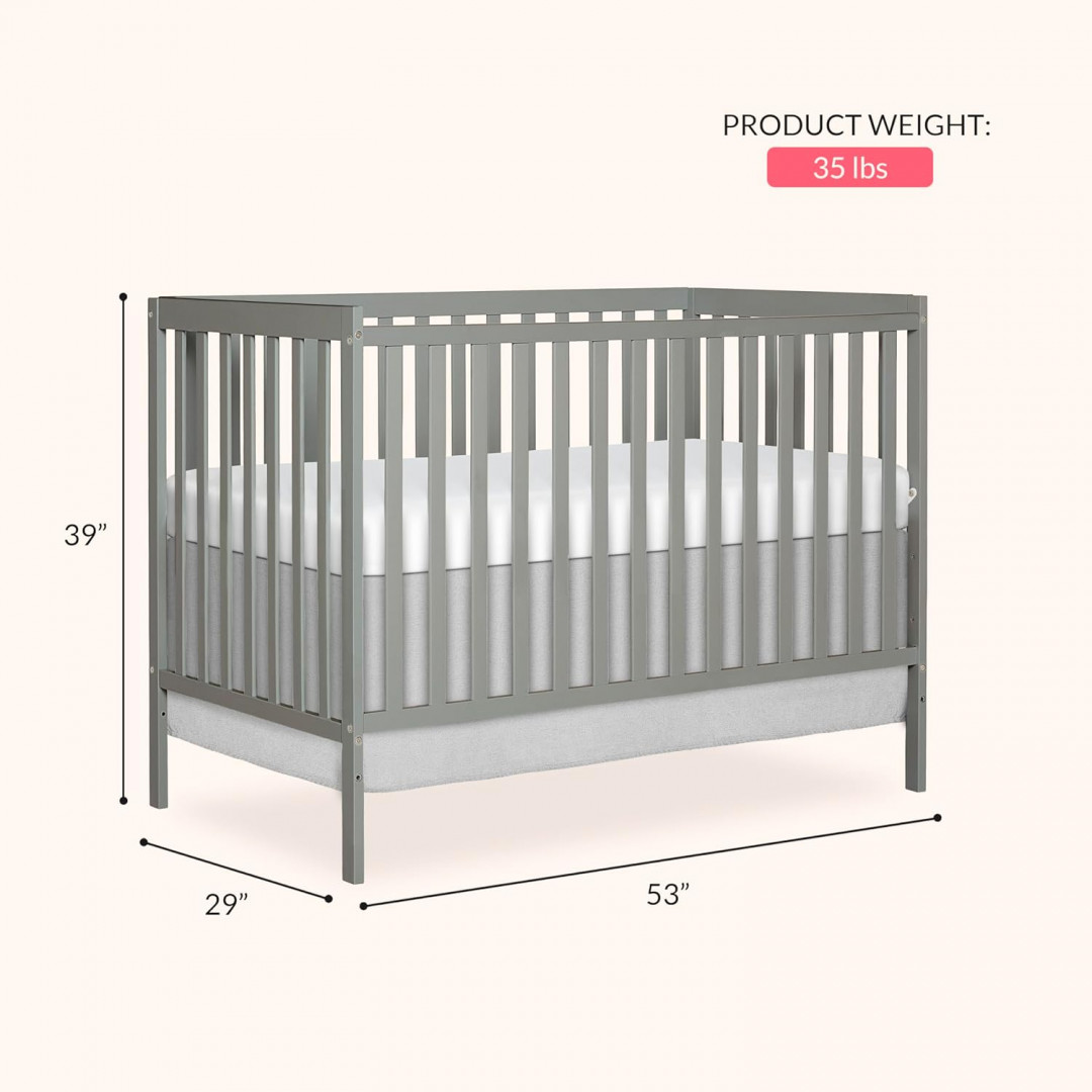Dream On Me Synergy 5-In-1 Convertible Crib - 53" x 39" x 29" - Grey (MODEL: 657AAA) image 2