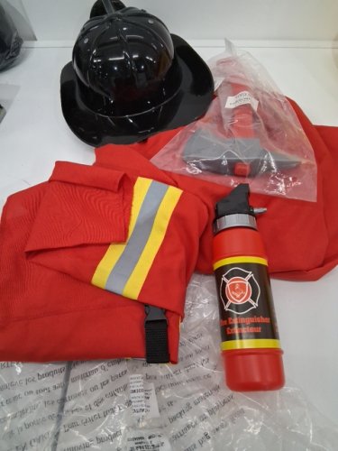 3PC KIDS PARTYHOLIC FIREFIGHTER HERO COSTUME (NO HAT) - MEDIUM (8-10) - RED image 3