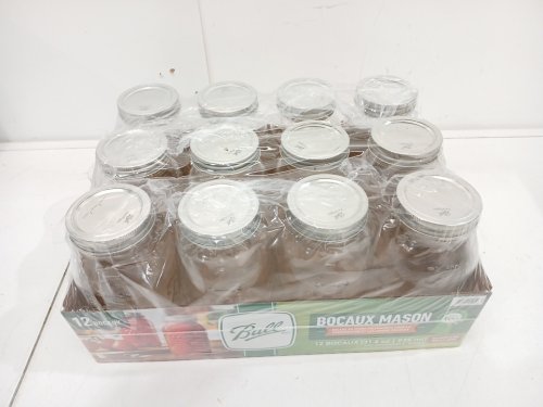 12pk Ball regular mouth mason jars with lids and bands - 31.6oz - clear (model: 2016885) image 2
