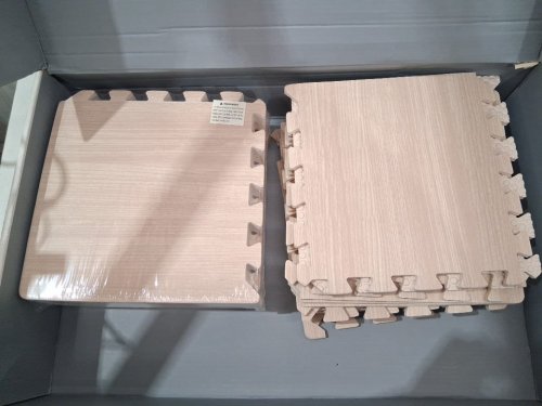 12PK Yes4All SHOCK ABSORBING EVA Interlocking HIGH DENSITY WATERPROOF Exercise Foam Floor Mats with Border for Gyms, Yoga, and Outdoor Workouts - 12" X 12" - 24 SQ FT - WALNUT WOOD LIGHT/LIGHT BROWN (MODEL: P9PL) image 3