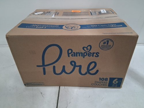 108PK PAMPERS PURE 100% LEAKPROOF - SIZE 6 - 35LB-108LB image 2