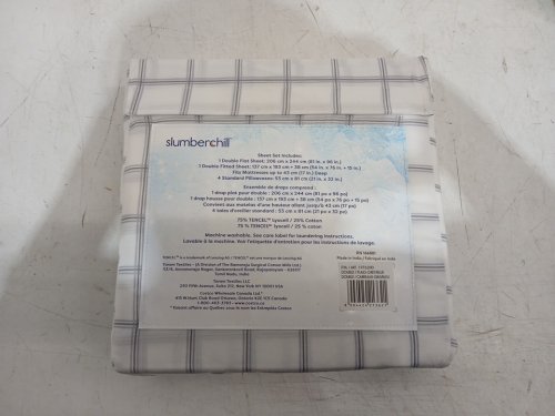 6PC Slumberchill Cooling Bed Sheet Set With 4 Pillow Cases - Double - White/Grey/Blue (Model: 1976200) image 3