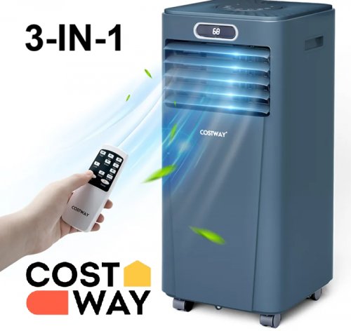 COSTWAY 3-in-1 Portable Air Conditioner with Remote Control with Drying - 120v - dark blue (model:FP10119US-db) image 1