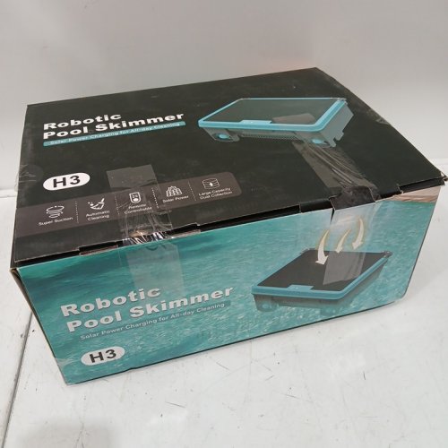 SOLAR POWERED BLUETOOTH AUTOMATIC ROBOTIC POOL SURFACE SKIMMER CLEANER WITH APP CONTROL AND REMOTE CONTROL - BLUE/BLACK - (MODEL:H3) image 2