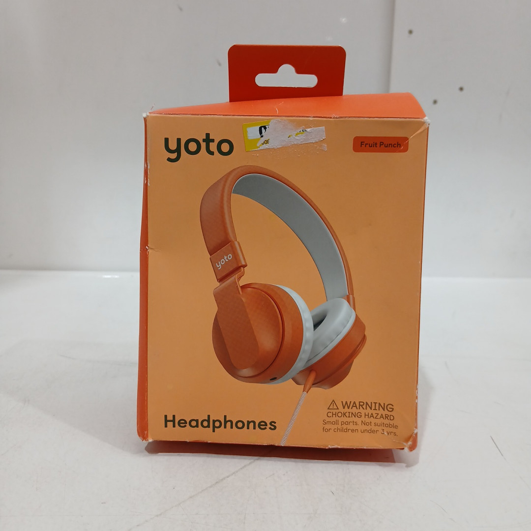 Yoto Wired Adjustable & Foldable Kids Headphones with Volume-Limiting - orange/white (fruit punch) image 2