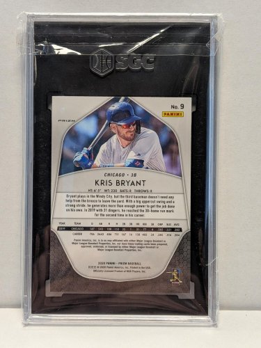 KRIS BRYANT TEAL WAVE PRIZM MLB CUBS - SGC MINT 9 - 2020 PANINI PRIZM #9 image 3