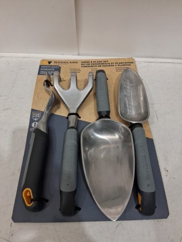 4PC Woodland Tools Co. Weed & Plant Gardening Tool Set - SILVER/GREY (MODEL: 1997588) image 2