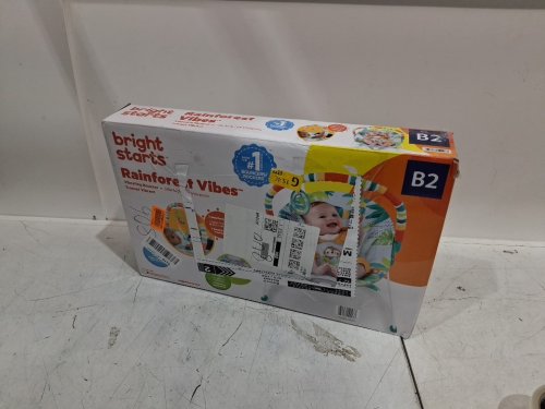 BRIGHT STARS 3 point harness VIBRATING BOUNCER WITH TOY BAR - RAINFOREST VIBES (MODEL:12227) image 2