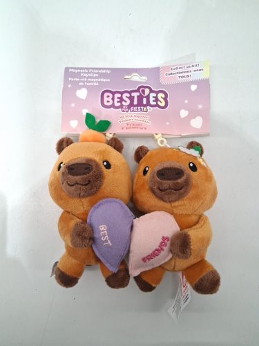 2pc fiesta toy besties magnet heart CAPYBARA keychains - 5.5" - BROWN/ORANGE image 2