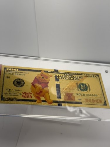 WINNIE THE POOH GOLD NOTE 10000 IN ARCYLIC DISPLAY STAND image 4