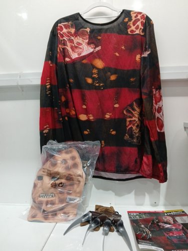 3pc mens rubies Freddy Krueger costume set - large - red green brown image 3