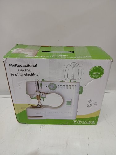 Portable Mini Sewing Machine with 12 Stitch Patterns - White/Green (Model: SM-520A) image 2