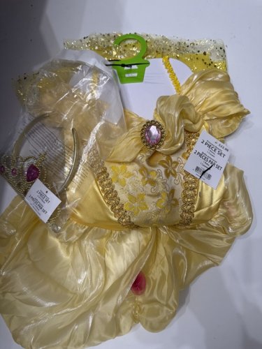TODDLER DISNEY BEAUTY AND THE BEAST PRINCESS BELLE COSTUME WITH CROWN - 2T - YELLOW image 2