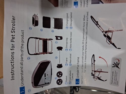 OWNPETS pet stroller with wheels & stroller bag - XL (130lbs cap) - gray/blue - (model: ‎PET0306-CA) image 10